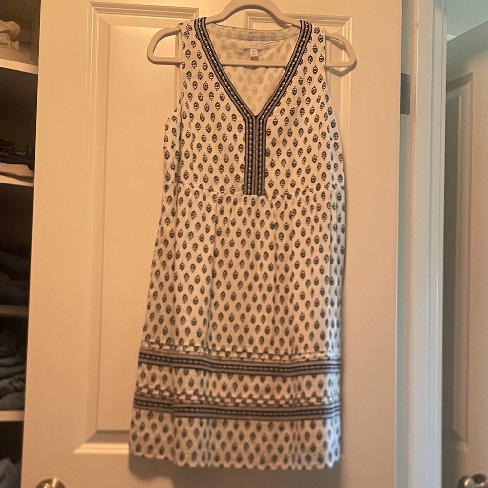 J. Jill White Sleeveless V-Neck Printed Dress